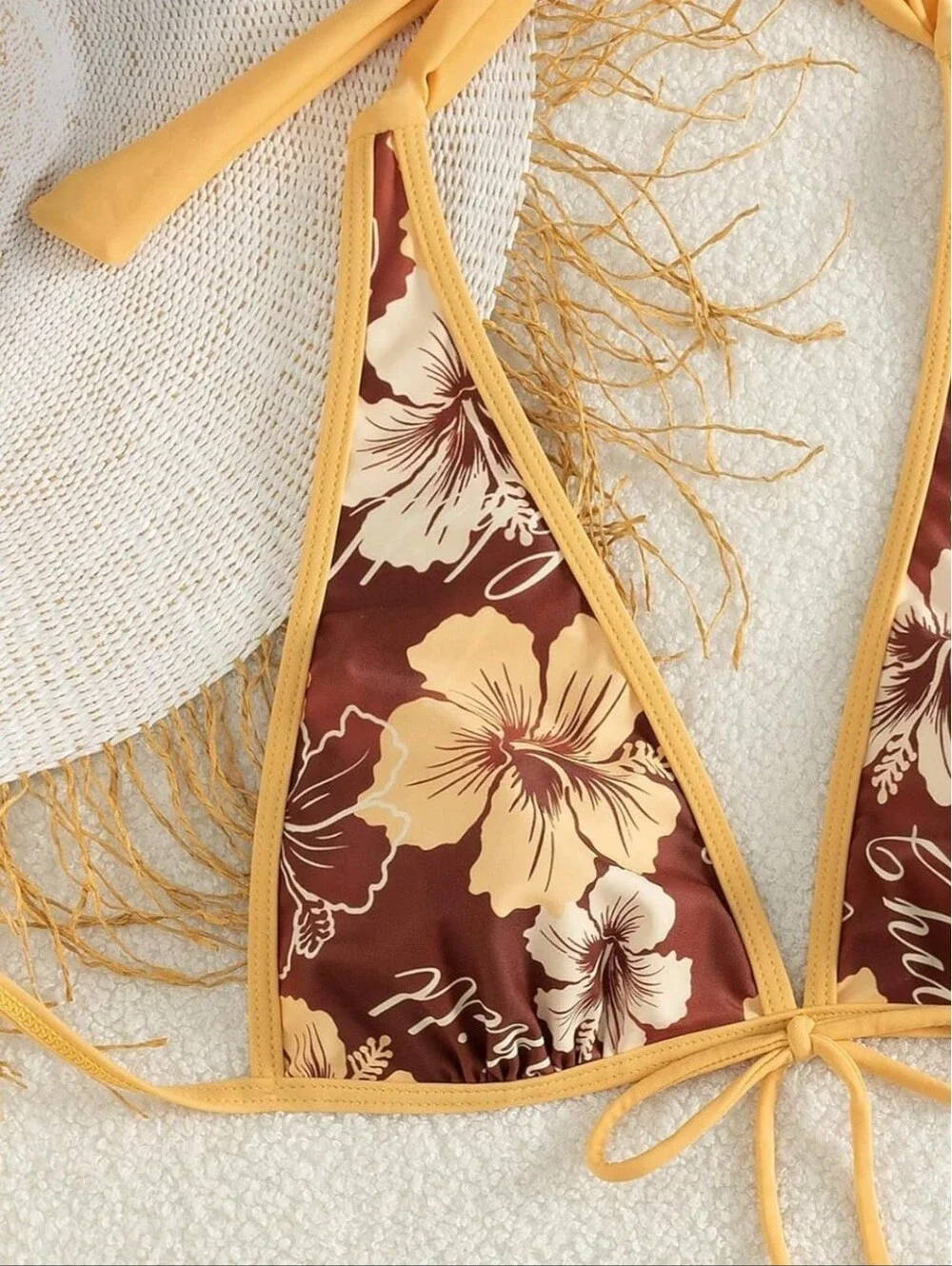 BRAND NEW 3 Piece Bikini Set Tropical Floral Print with Skirt Size SMALL